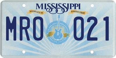 MS license plate MRO021