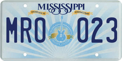 MS license plate MRO023