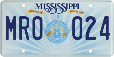 MS license plate MRO024