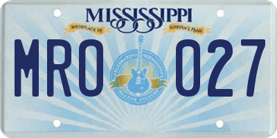 MS license plate MRO027