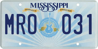 MS license plate MRO031