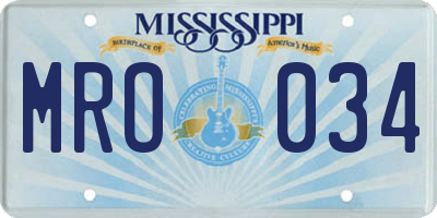 MS license plate MRO034