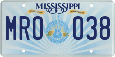 MS license plate MRO038