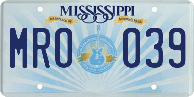 MS license plate MRO039