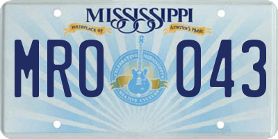 MS license plate MRO043