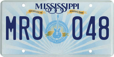MS license plate MRO048