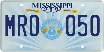 MS license plate MRO050