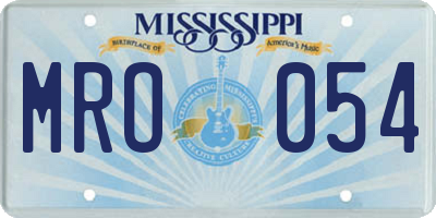 MS license plate MRO054