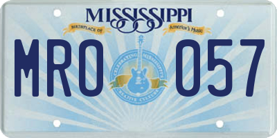 MS license plate MRO057