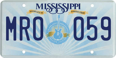 MS license plate MRO059