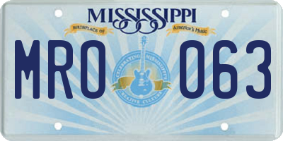 MS license plate MRO063