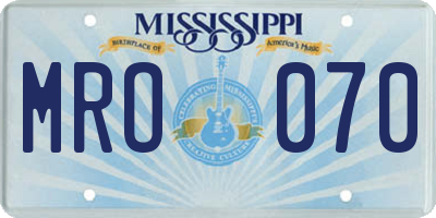 MS license plate MRO070