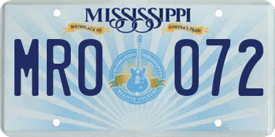 MS license plate MRO072