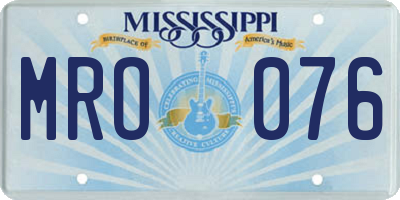 MS license plate MRO076