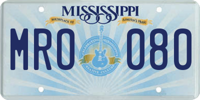 MS license plate MRO080