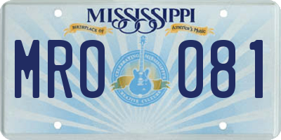 MS license plate MRO081