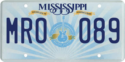 MS license plate MRO089
