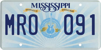 MS license plate MRO091