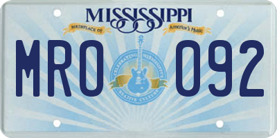 MS license plate MRO092
