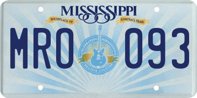 MS license plate MRO093