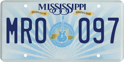 MS license plate MRO097