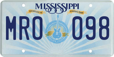 MS license plate MRO098