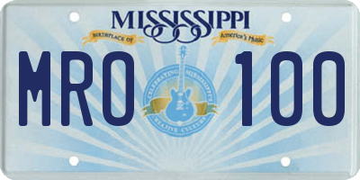MS license plate MRO100