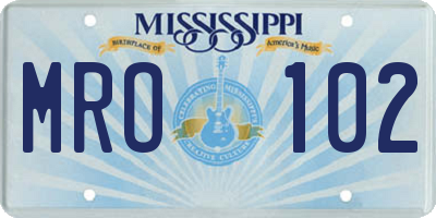 MS license plate MRO102