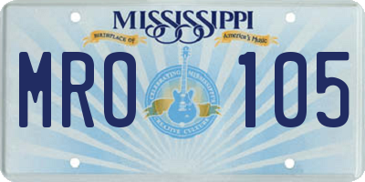 MS license plate MRO105