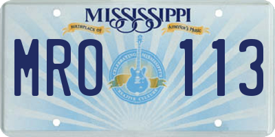 MS license plate MRO113