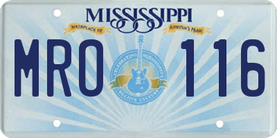 MS license plate MRO116