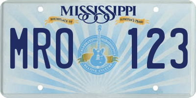 MS license plate MRO123