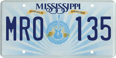 MS license plate MRO135