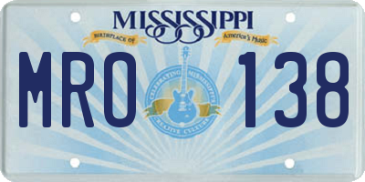 MS license plate MRO138