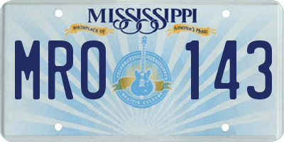 MS license plate MRO143