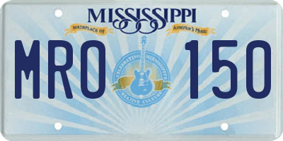 MS license plate MRO150