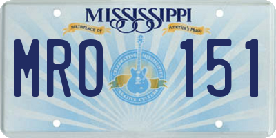 MS license plate MRO151