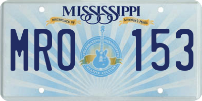 MS license plate MRO153