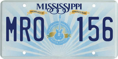MS license plate MRO156