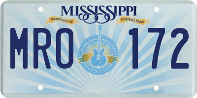 MS license plate MRO172