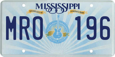 MS license plate MRO196
