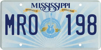 MS license plate MRO198