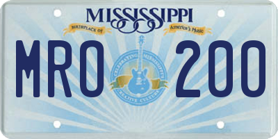 MS license plate MRO200