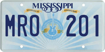 MS license plate MRO201