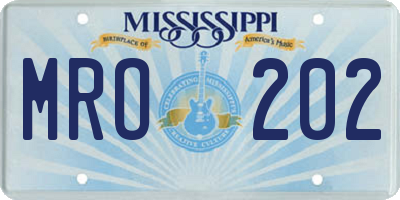 MS license plate MRO202