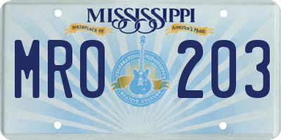MS license plate MRO203