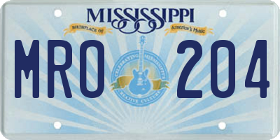 MS license plate MRO204