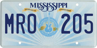 MS license plate MRO205