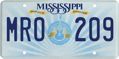 MS license plate MRO209
