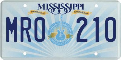 MS license plate MRO210
